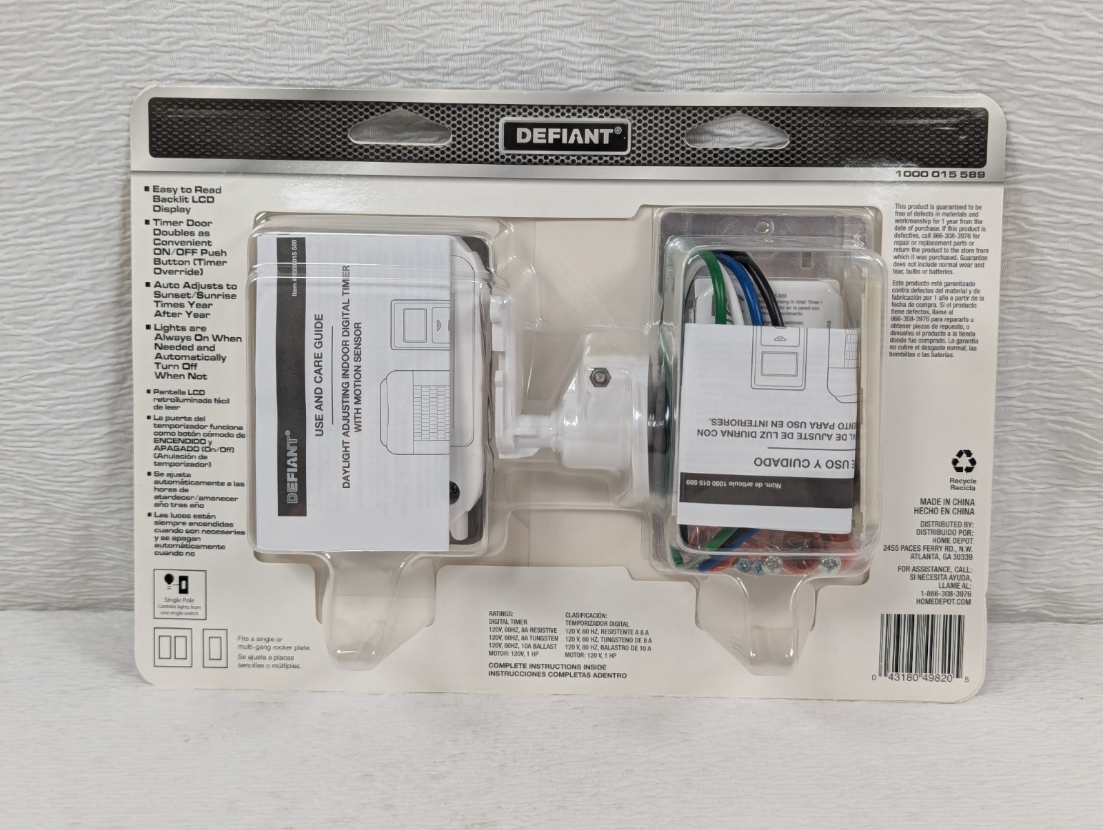 Defiant Daylight Adjusting Indoor Digital TImer W/ Motion Sensor - 3 Pack