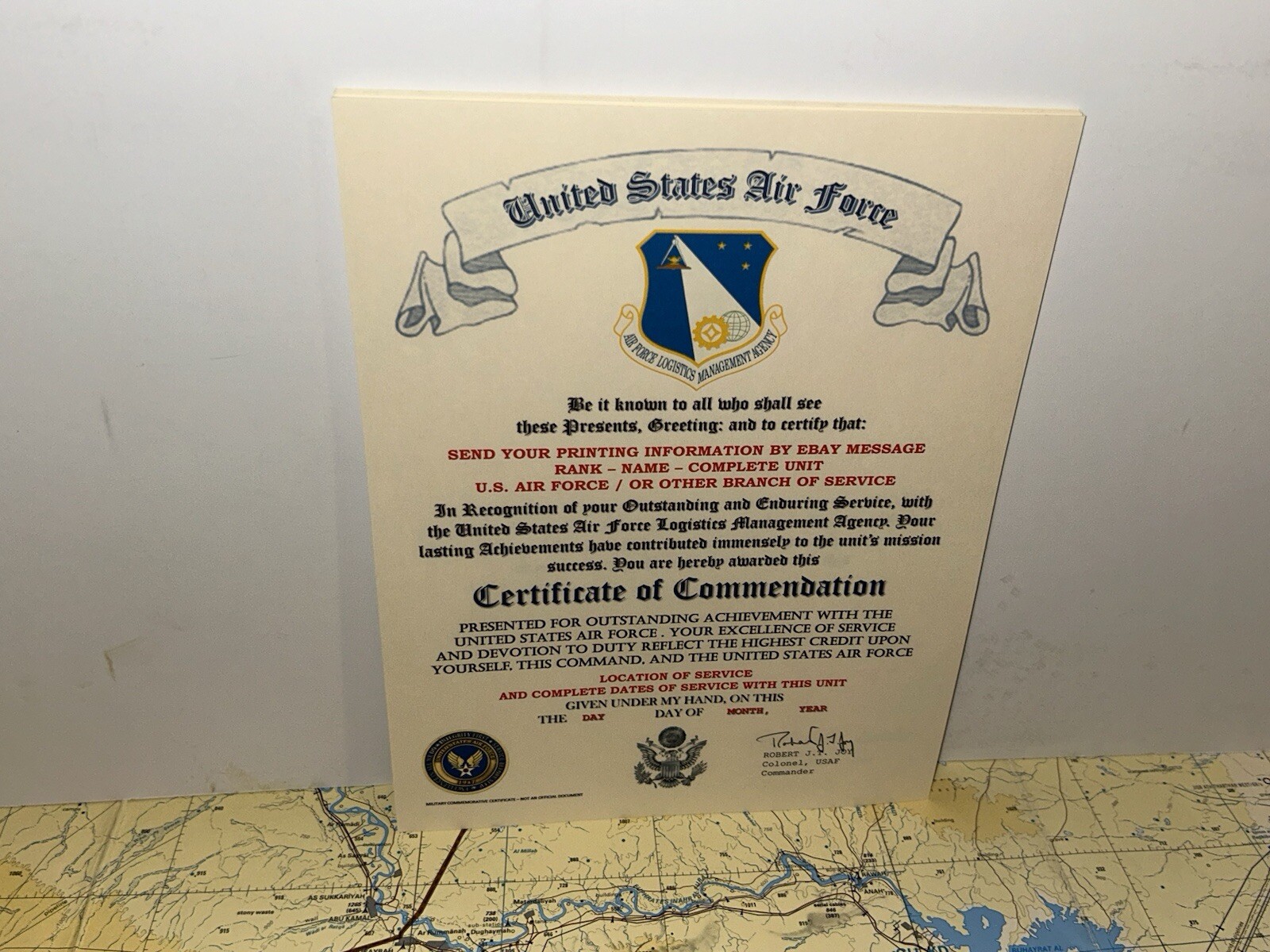 U.S.A.F. / AIR FORCE LOGISTICS MANAGEMENT AGENCY - CERTIFICATE OF COMMENDATION