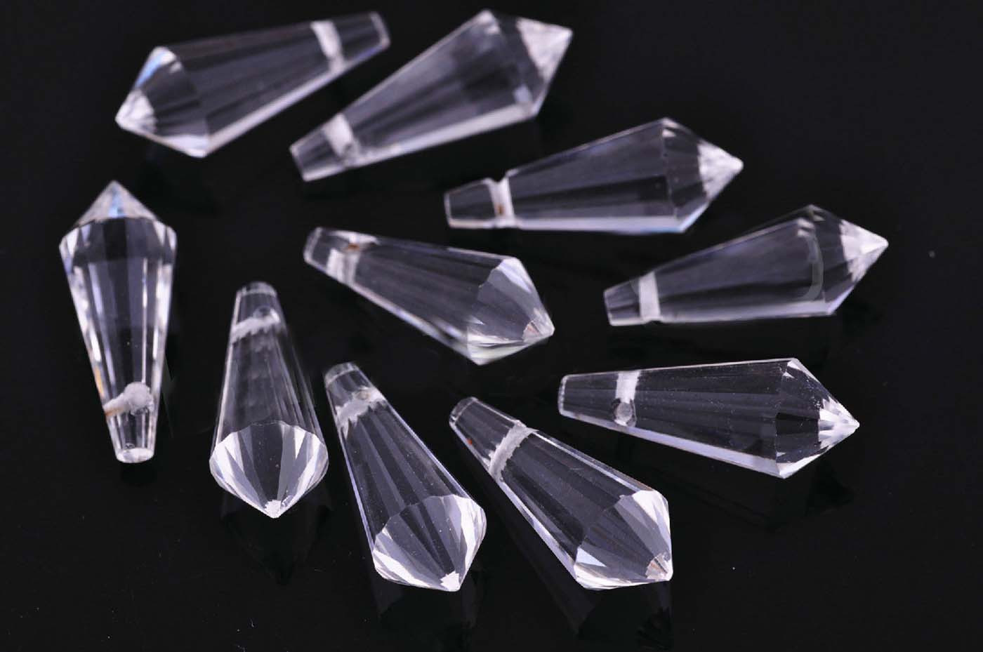 Teardrop ACRYLIC 10X30MM (.4"x1.2") Feng Shui Clear Faceted Sun Catcher 5 Pcs