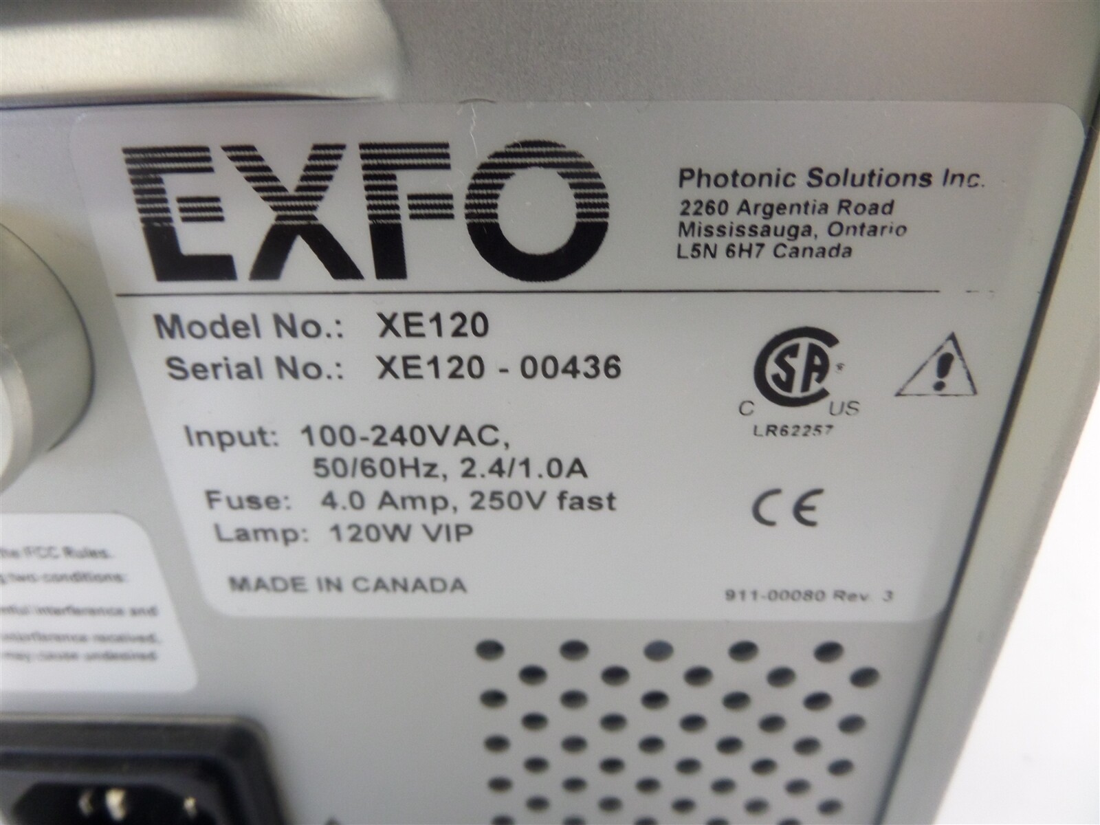 Exfo X-Cite 120 Series XE120 Fluorescence Illumination System