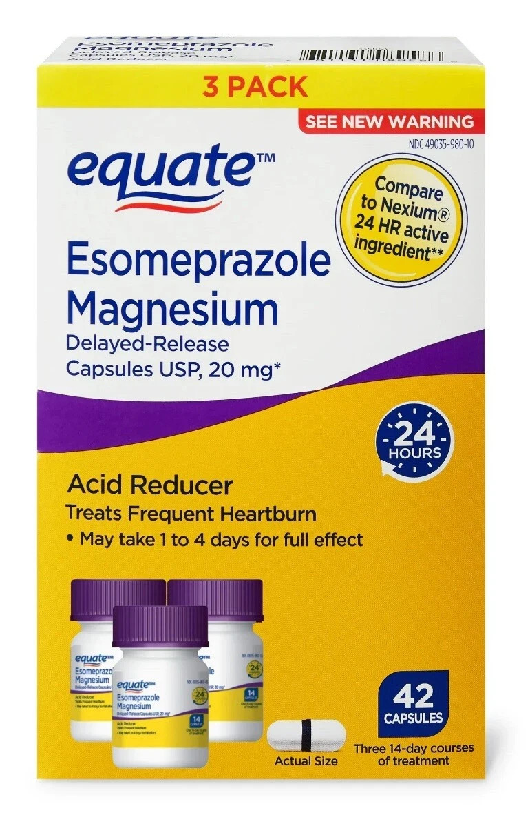 Equate Esomeprazole Magnesium 20 mg Acid Reducer Delayed-Release Capsules, 42 Ct