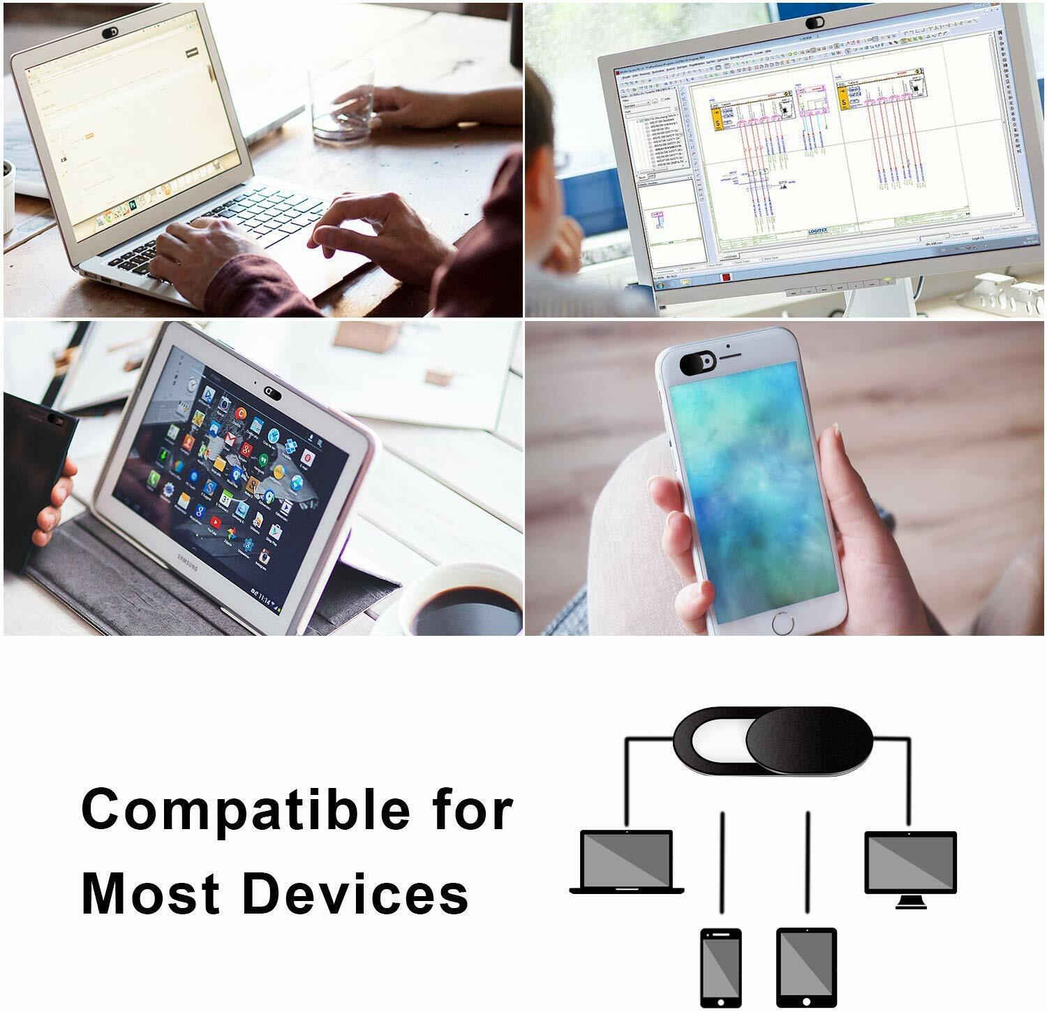 3PCS Black, White, &Blue WebCam Cover Slide Camera Privacy Security Protect