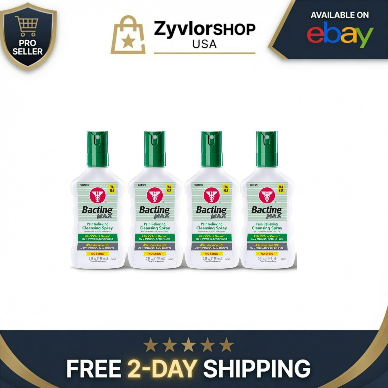Bactine MAX First Aid Spray 5 oz (4 Pack) | Pain Relief & Cleansing