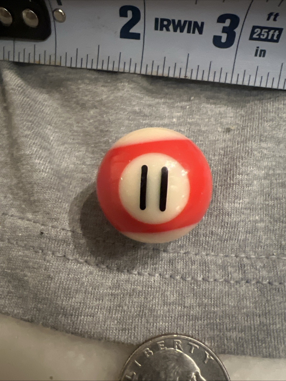 Replacement Mini Billiard Pool Ball 1” One Inch Number 11 Red White Miniature