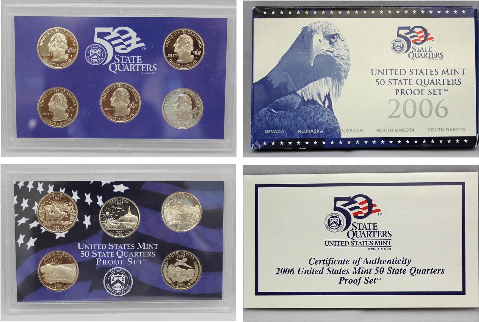 2006 Proof State Quarter Set Gem DCAM (Clad) -  (OGP) 5 coins