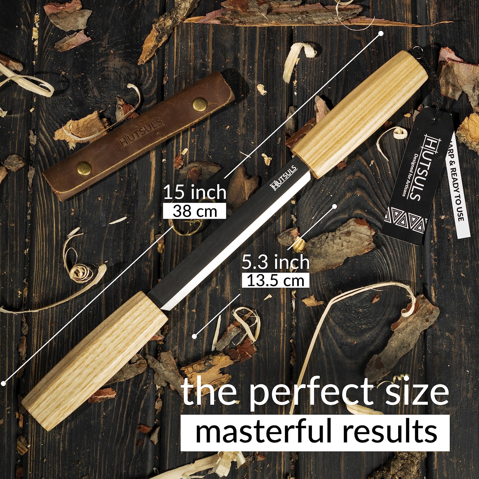 Draw Knife Woodworking Tool - Sharp & Ready 5.3 inch Debarking Knife with Lea...