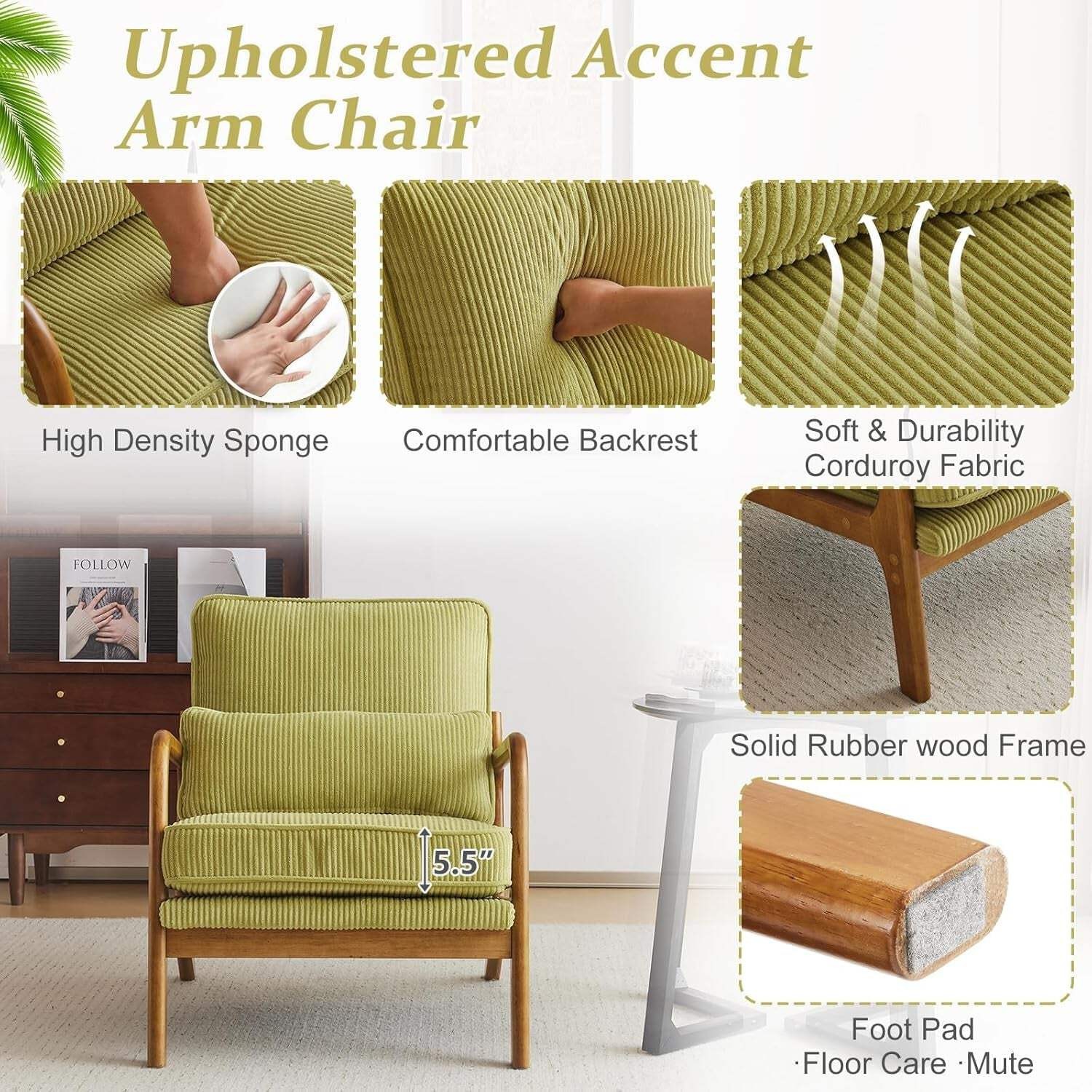 Nightshade Green Armchair With Lumbar Pillow Home Office