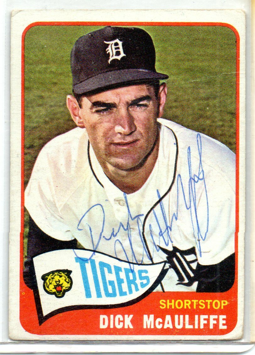 1965 Topps #53 Dick McAuliffe TIGERS Signed Auto AUTOGRAPH VINTAGE 1960S