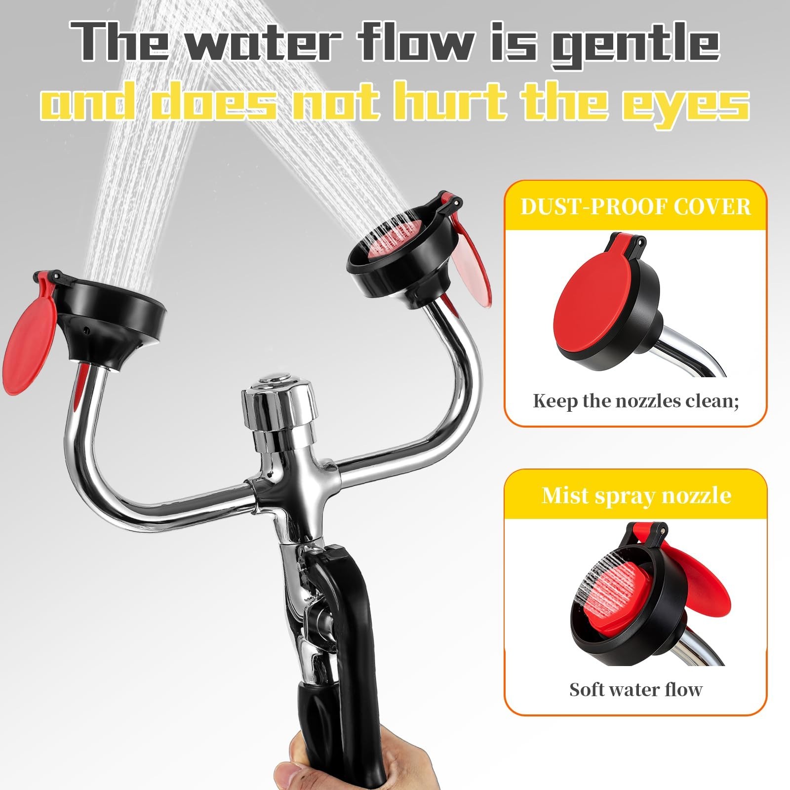 Handheld Eyewash Station Emergency Portable Eye Face Wash Kit Spray Head with...