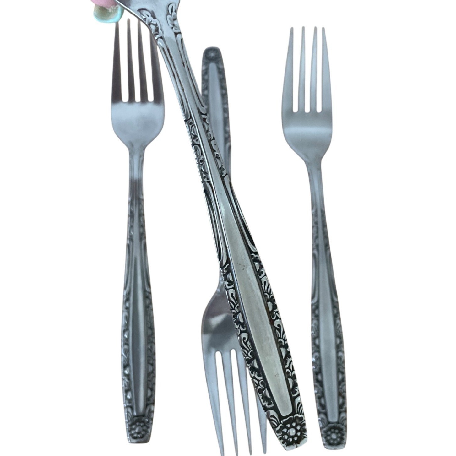 Imperial International IIC Misty Morn Pattern 4 Dinner Forks Korea Ornate Floral