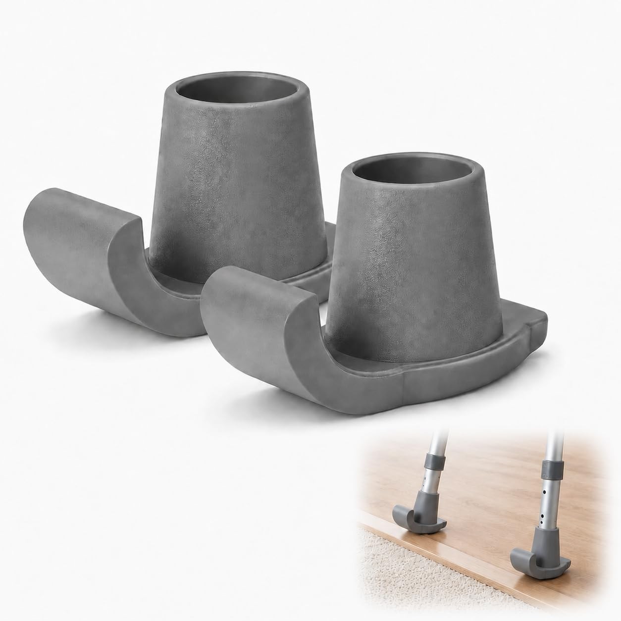 Walker Ski Glides, 2 Pack Gray Glide Skis for 1-1/8" Folding Grey
