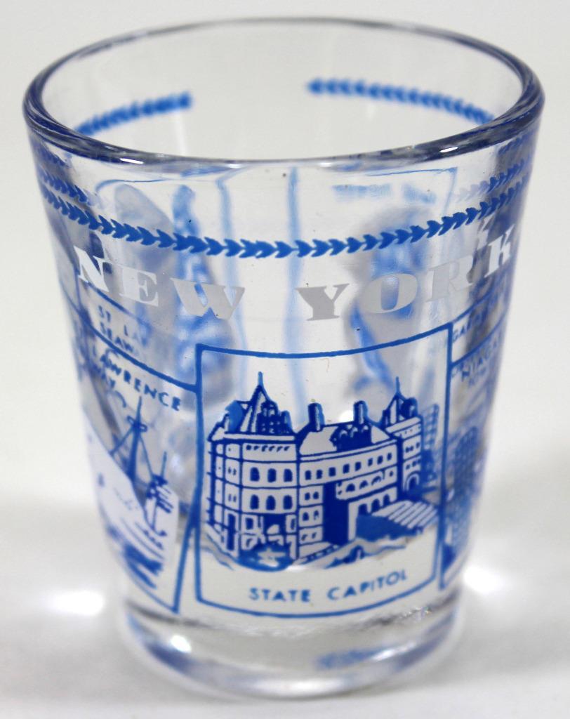 Vintage Old New York Landmarks Souvenir Shot Glass ~ 2.25" tall