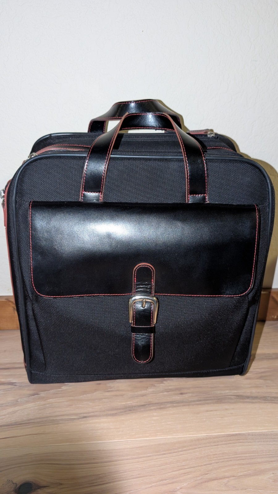 Jack Georges Vertical Rolling Laptop Briefcase Black bag leather black business