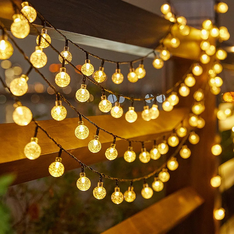 Solar Bubble Balls Lamps String Lights Outdoor Water Drop Waterproof Orb