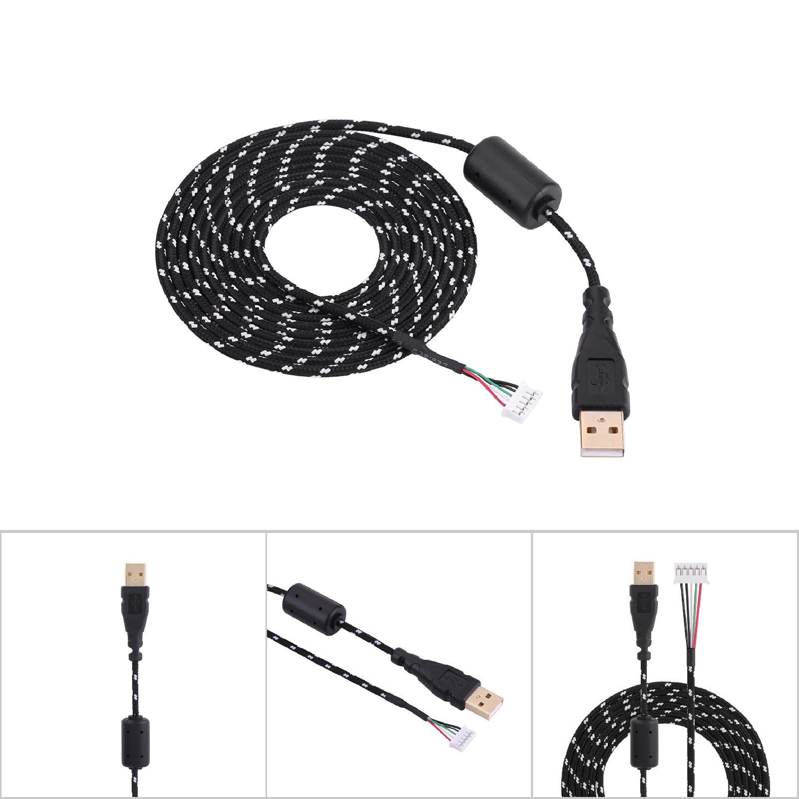 Mouse Cable Line Wire For Or Line 1 Black+Whit