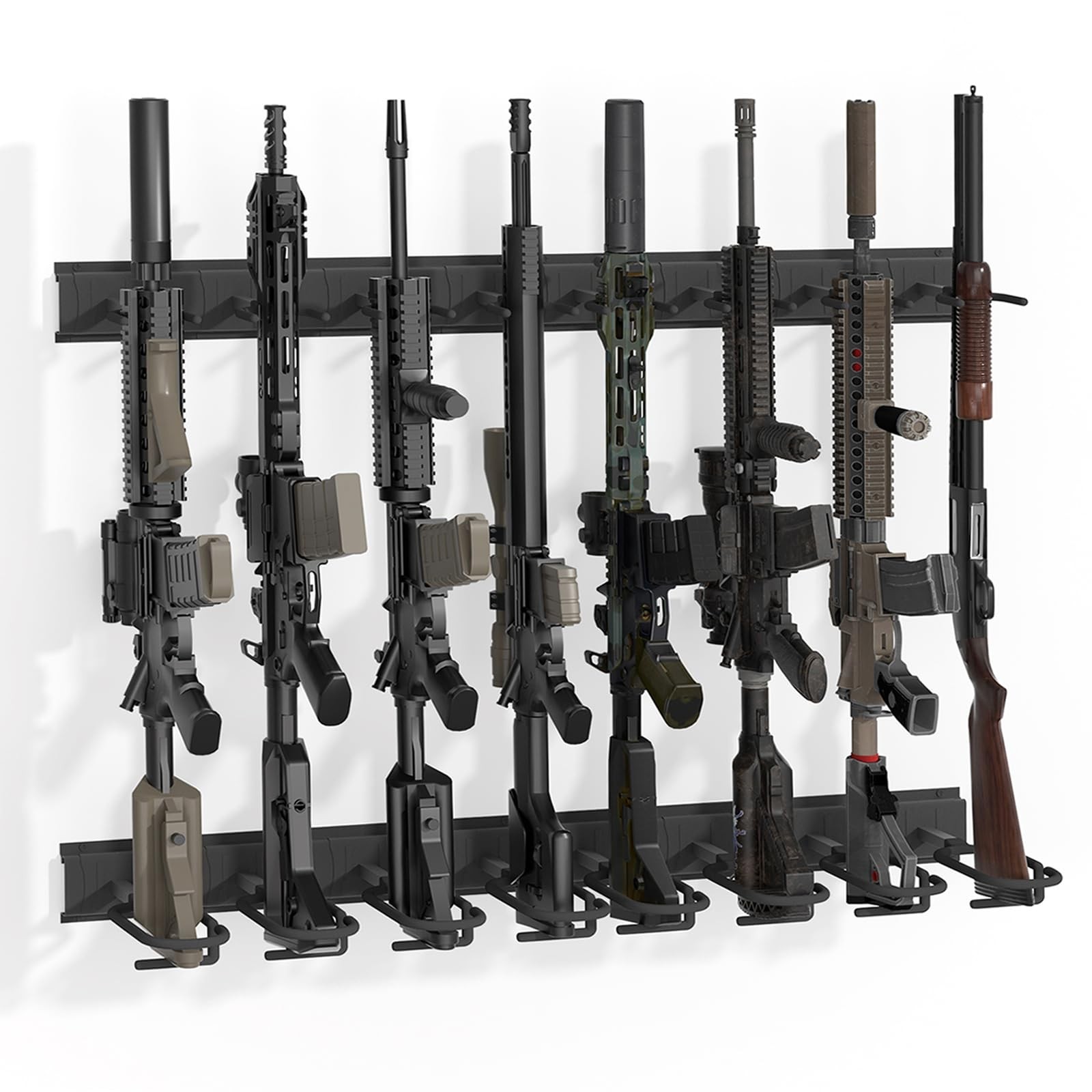 Upbci Gun Rack Wall 32 inches (D) x 1 inch (W) x 6.7 (H), 8-Slot Black