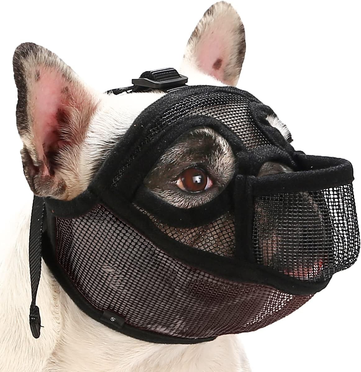 French Bulldog Muzzle, Short Snout Mesh Dog Muzzle with Tongue Out Design for Fl