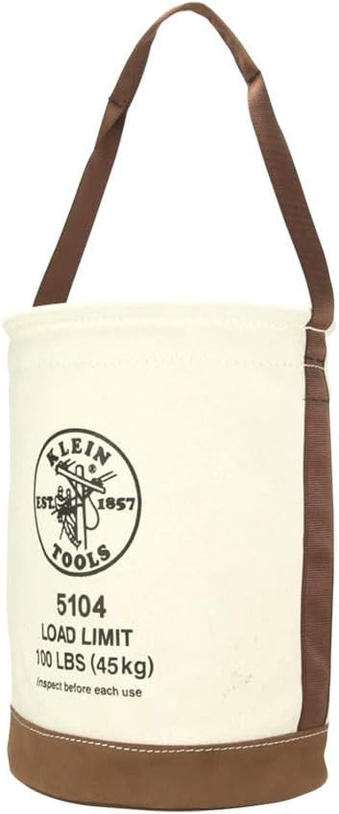 Heavy-Duty 12" Canvas Utility Bucket with Leather Bottom - 100 lb Capacity