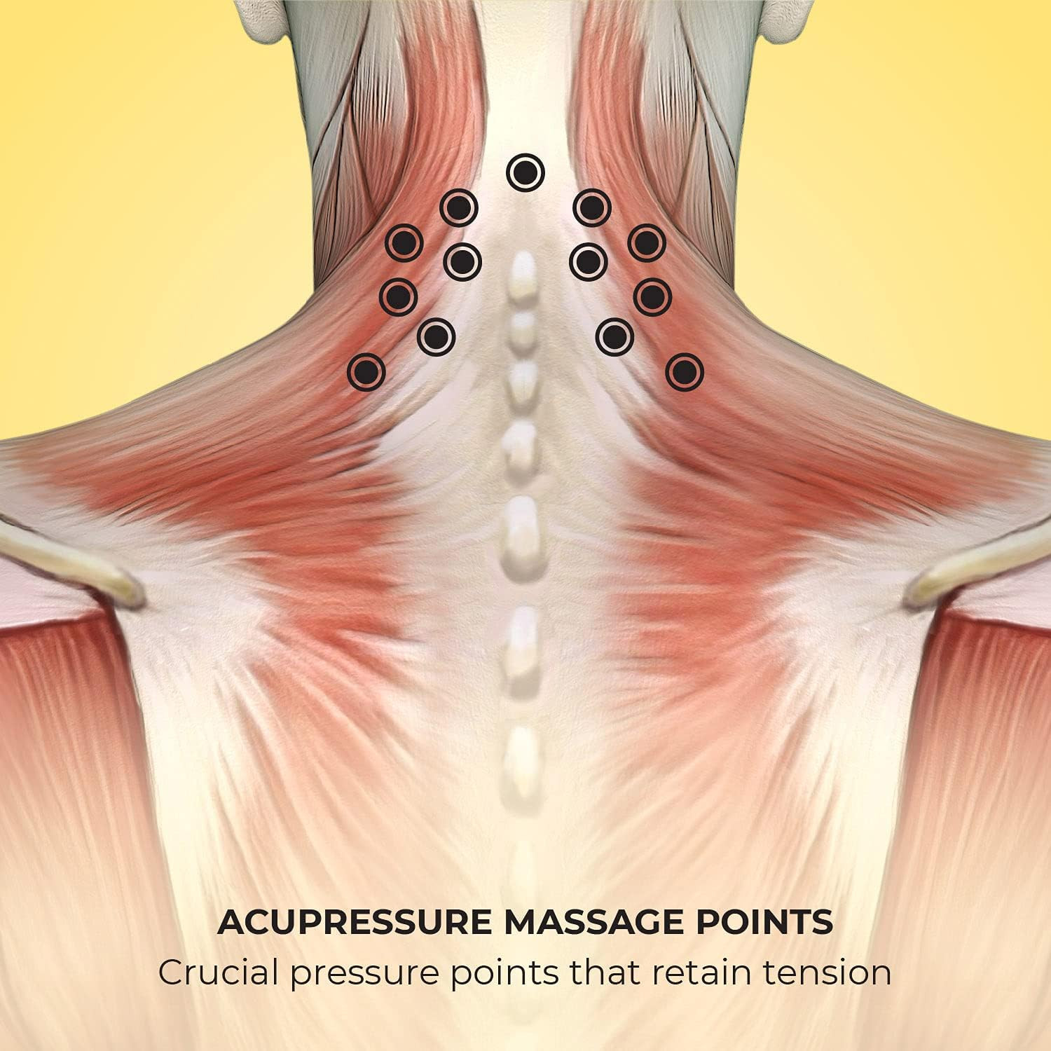 Shiatsu Neck Massager - Adjustable Knobs for Four-Point Gentle Shiatsu or Two-Po