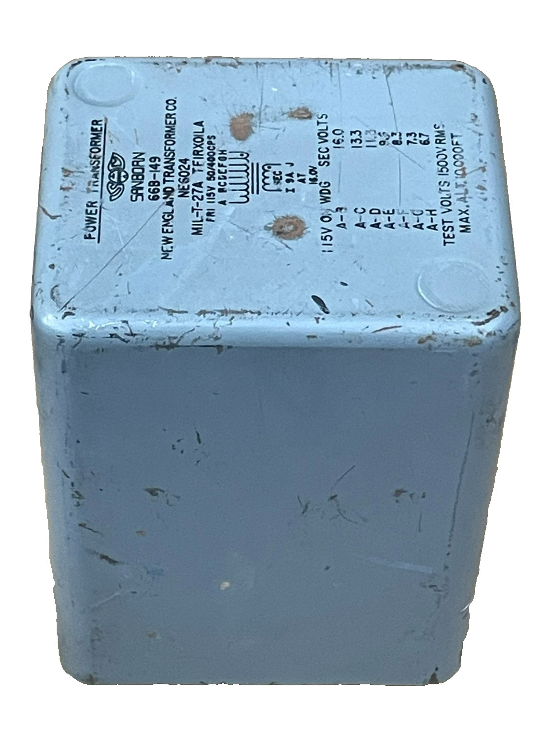 Vintage Sanborn 66B-149 Power Transformer, MIL-T-27A TFIRXOILA Pri 115V