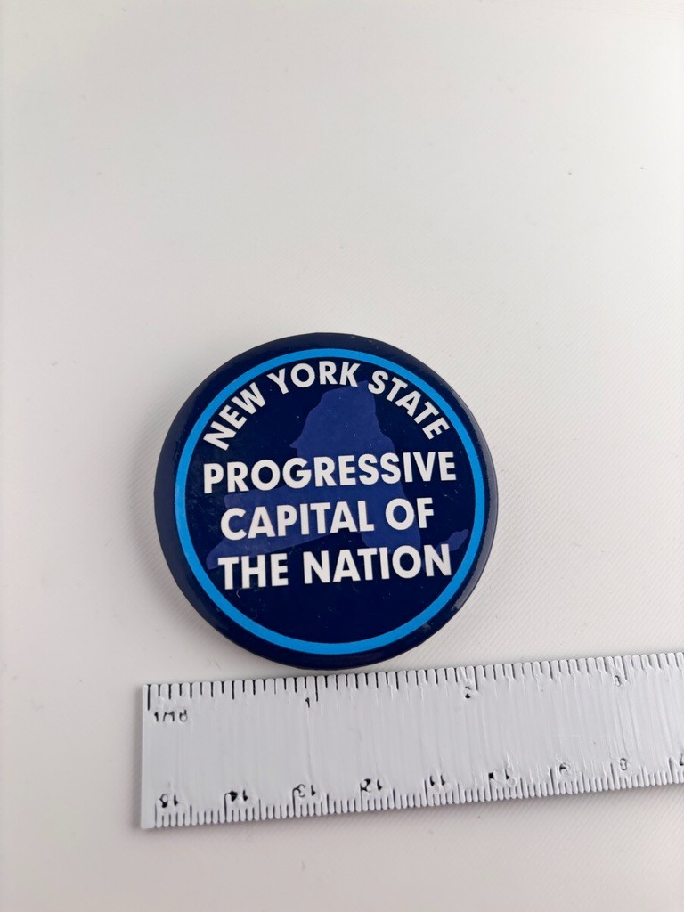 New York State Progressive Politics Pin Back Button