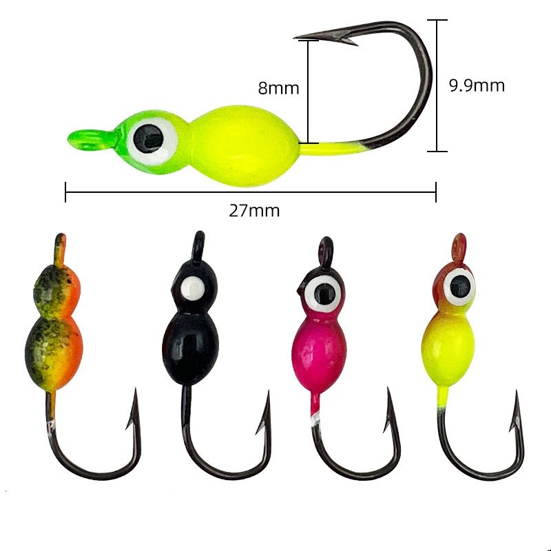 10pcs Ice fishing hook luminous mini lead head hook micro-lead ice fishing gear