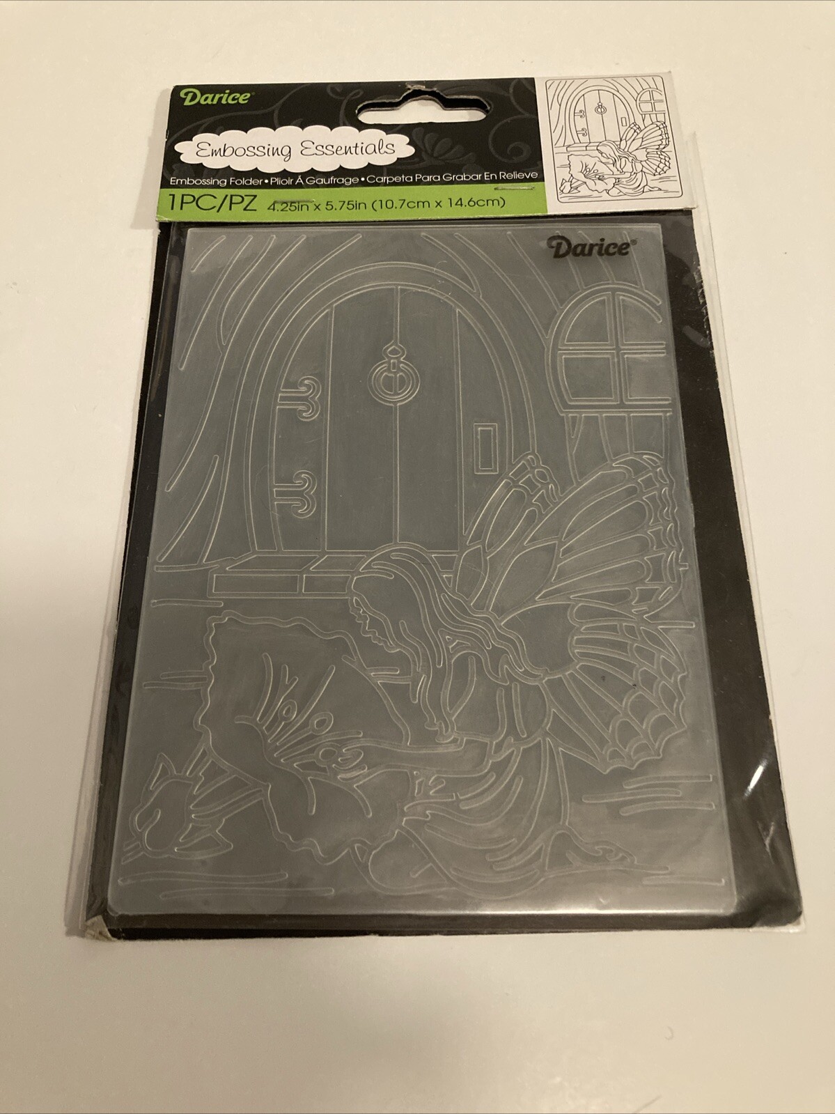 Darice Embossing Essentials Folder Fairy Sniffing Flower Scrapbooking