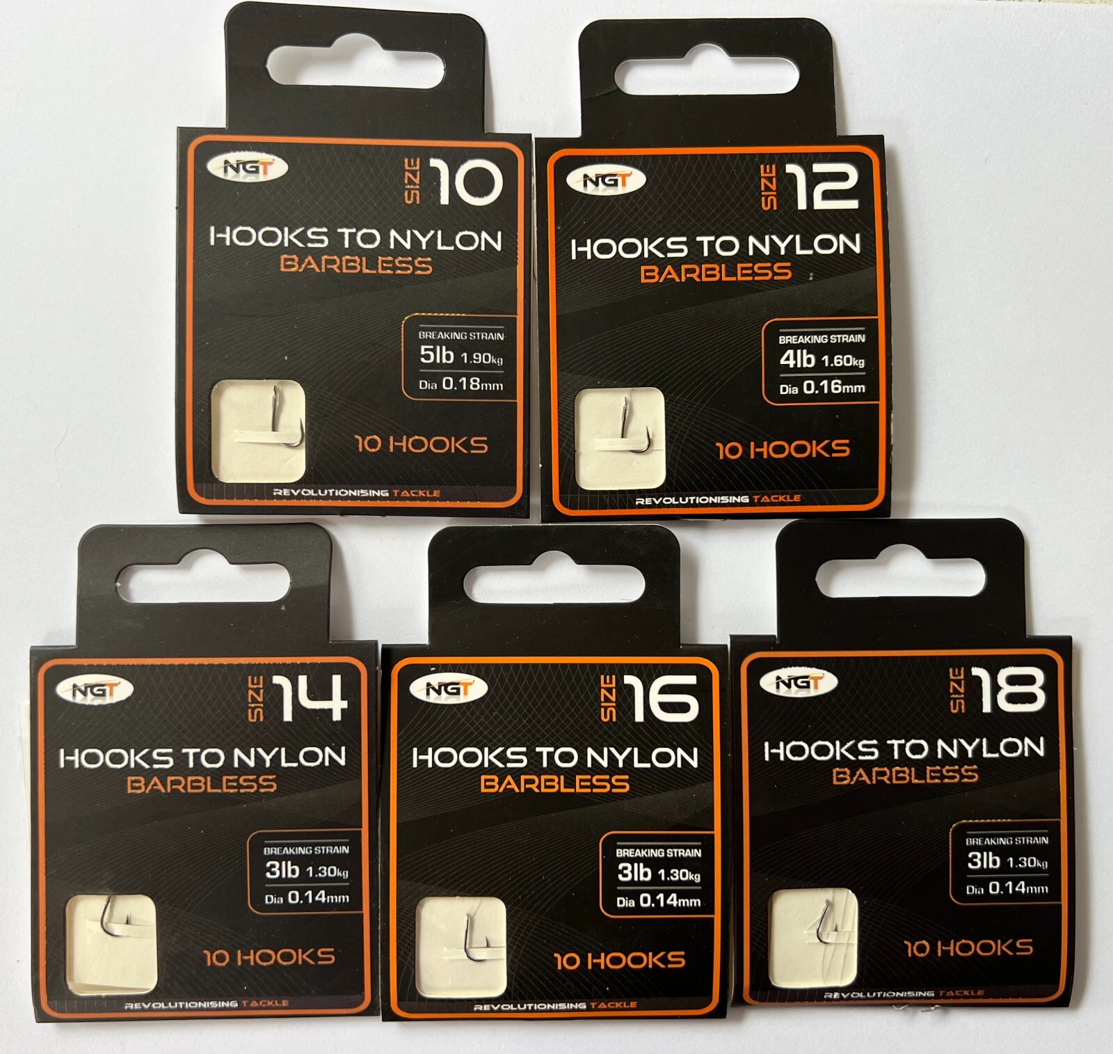 Pack of 30 NGT Barbless Hooks To Nylon Ready Tied Fishing Hooks (3 Packs of 10)