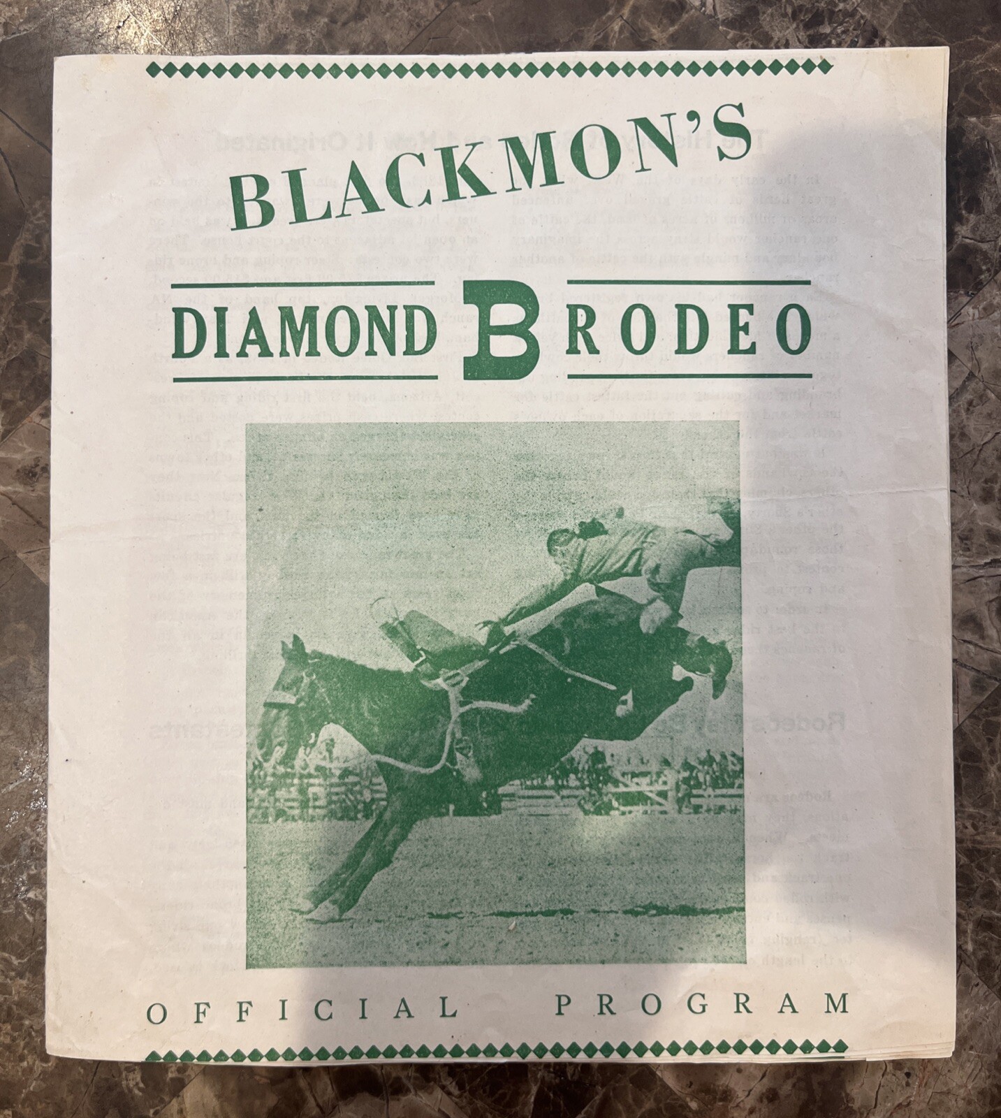 Vintage 1940’s Blackmon’s Diamond B Rodeo Official Program - Western Cowboys