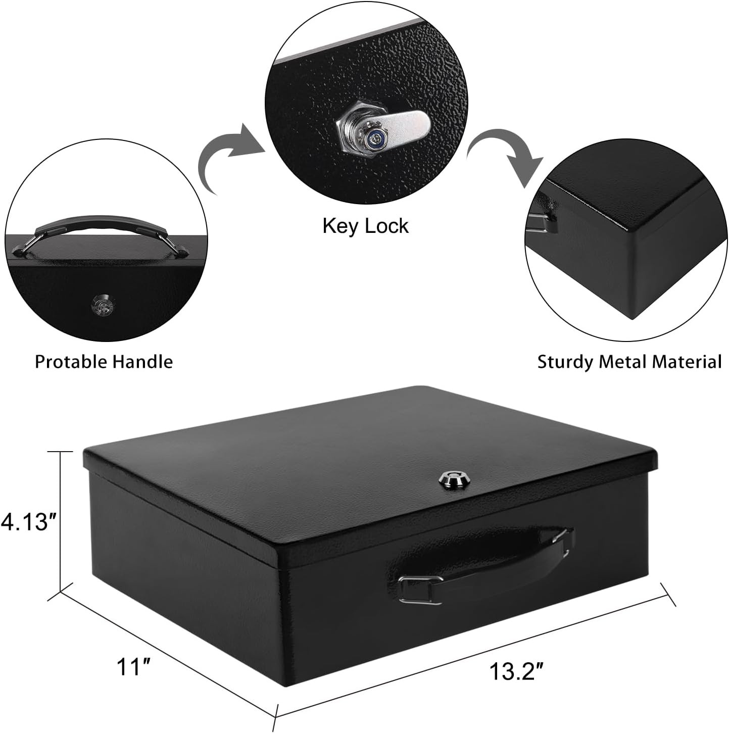 X-Large Fireproof Document Box, Portable Fire Resistant Safe Box with Key Lock