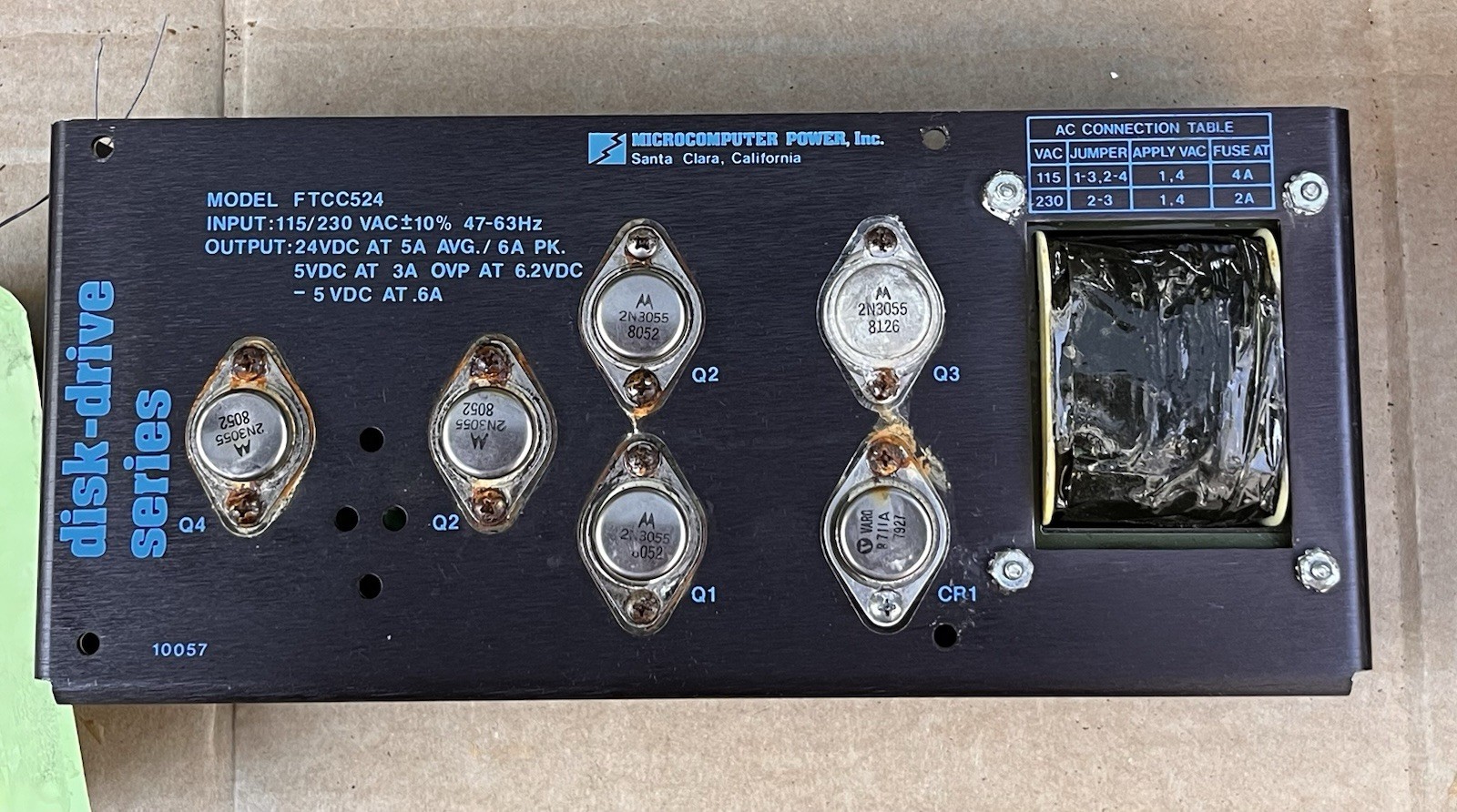 Microcomputer PowerDisk Drive Series Model FTCC524 Linear Power Supply Untested