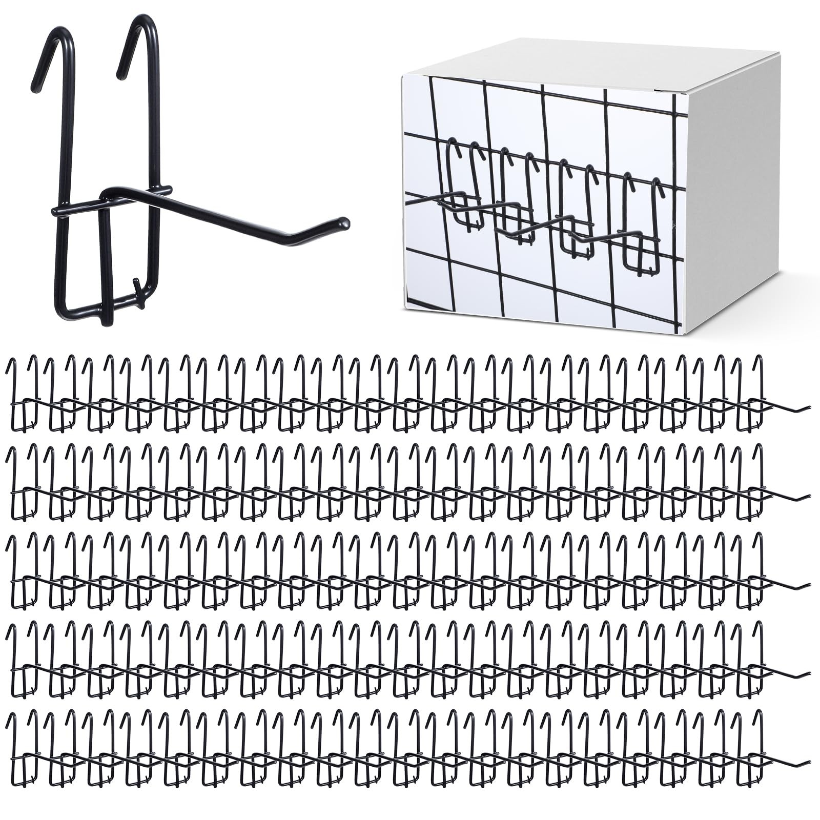 4 Inch Grid Wall Hooks Heavy Duty Panel Store Mount Display Black 100 PCS