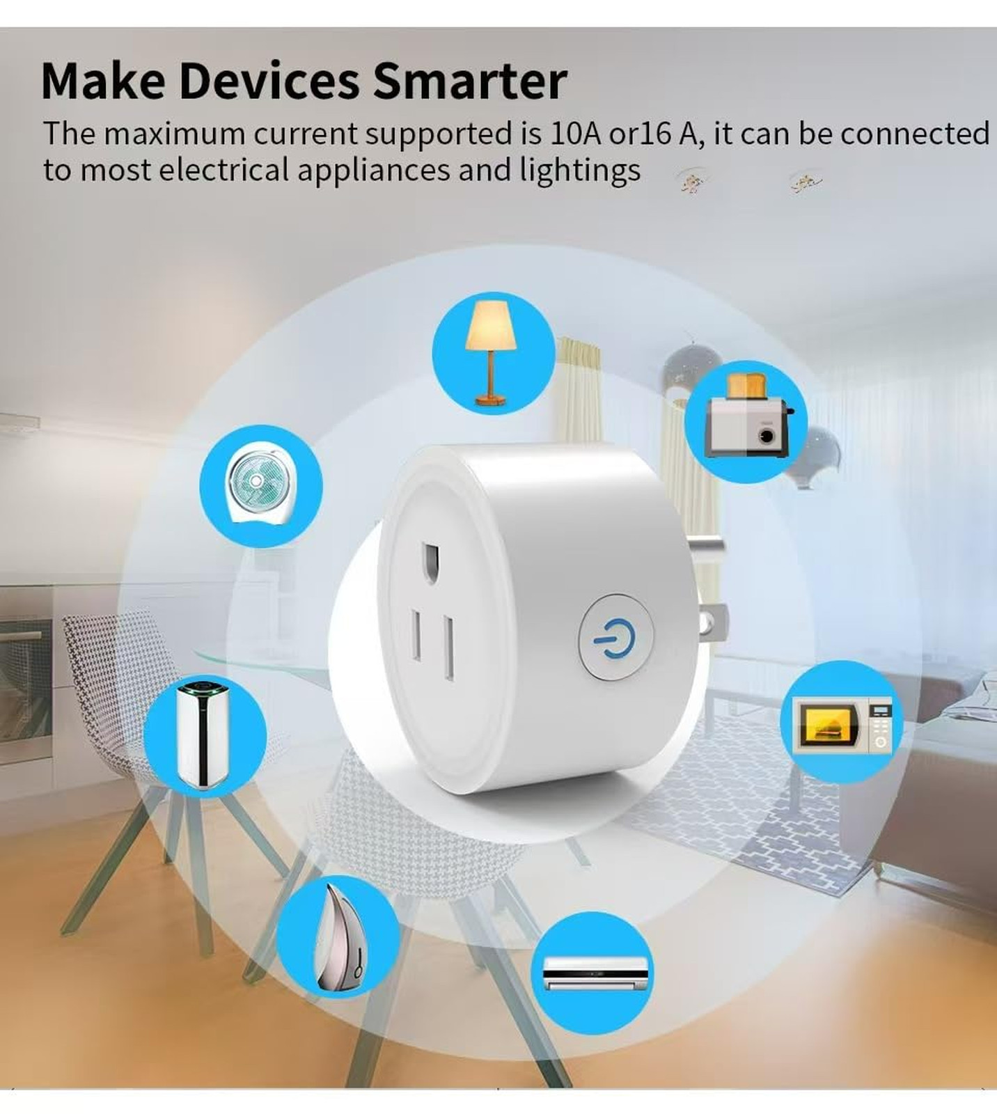 Smart Plug, WiFi Outlet 16A 2200W Compatible with Alexa Google Assistant, Smart