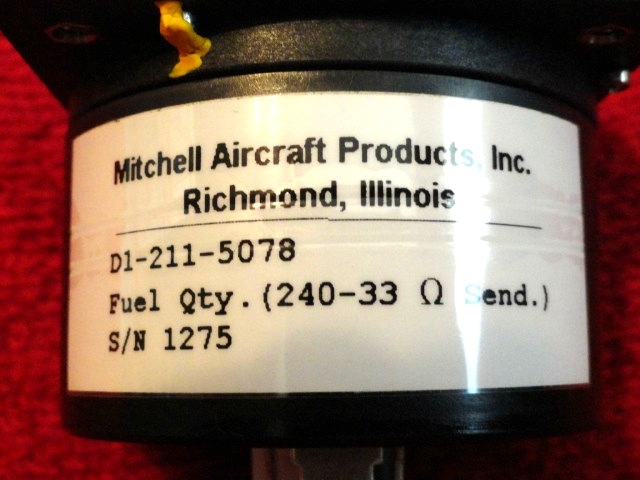 MITCHELL 2 1/4" FUEL QUANTITY INDICATOR P/N D1-211-5078