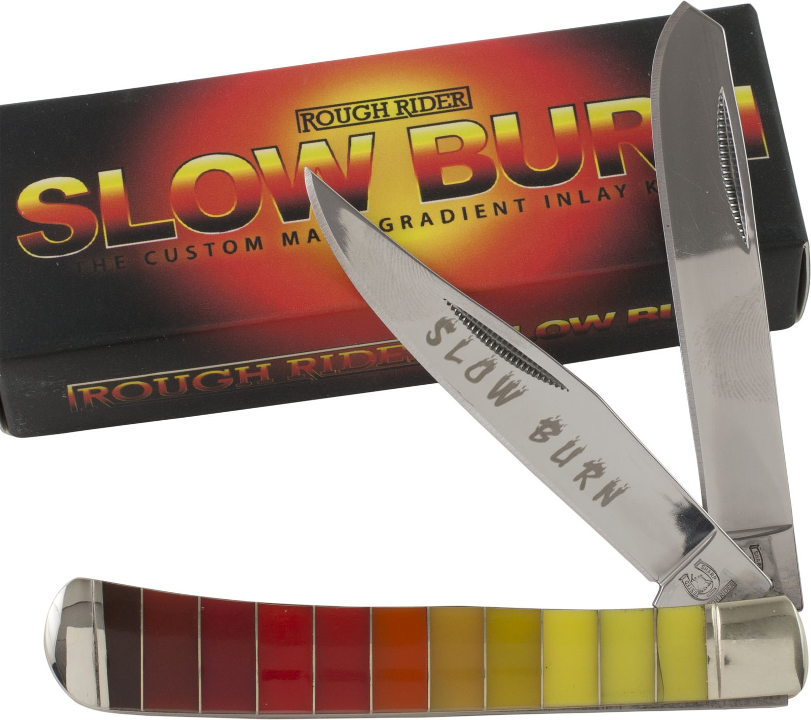 Rough Rider Slow Burn Multi Color Gradient Trapper Pocket Knife RR1437