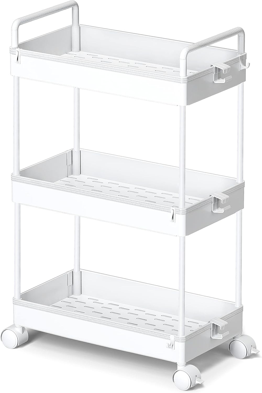 3 Tier Slim Rolling Storage Cart W/ Wheels Plastic Utility Cart Organizer Snack