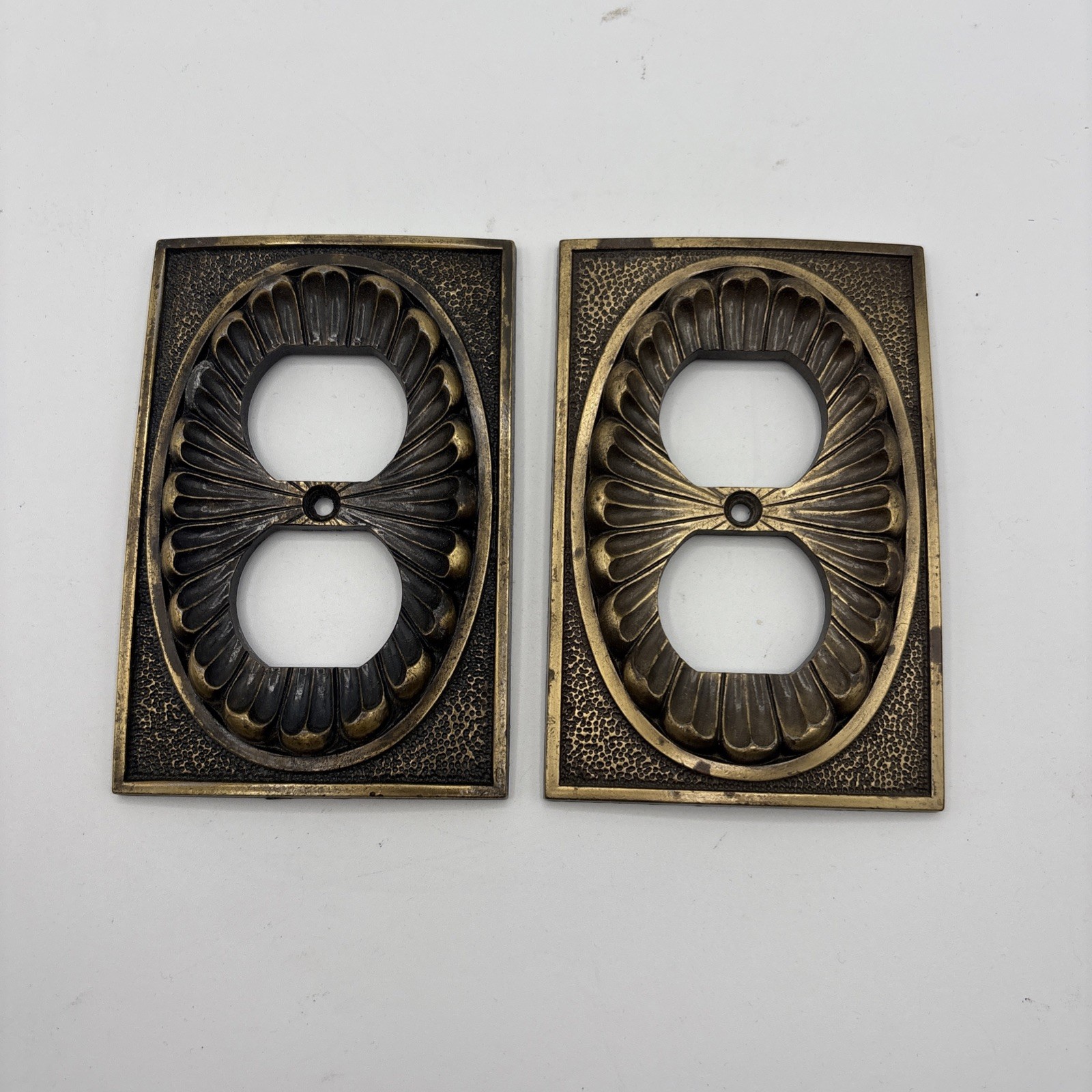 American Tack & Hardware Co Wall Outlet Cover Plate Metal 50D lot of 2 Vintage