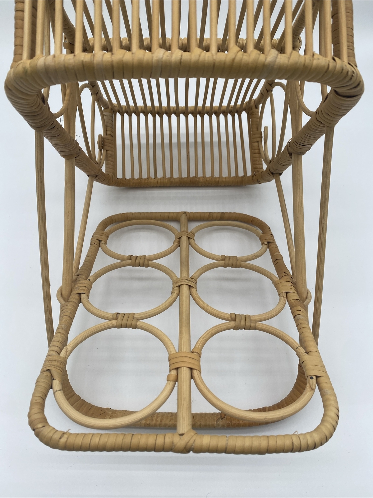 Vintage Wicker Rattan Drink Caddy Basket