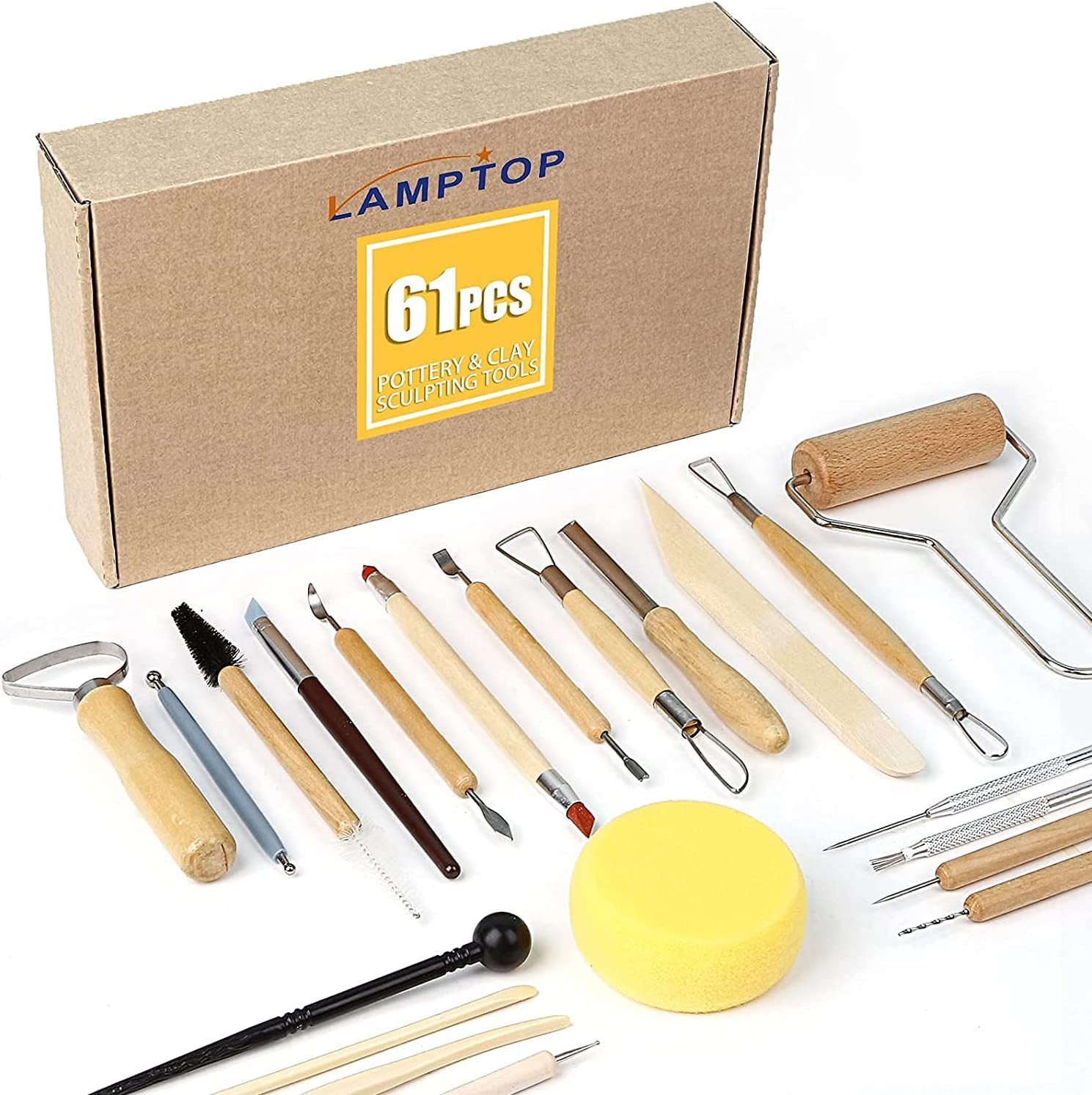 61Pcs Pottery Ceramic Tools & Polymer Clay Sculpting Tools Set for Pottery Model