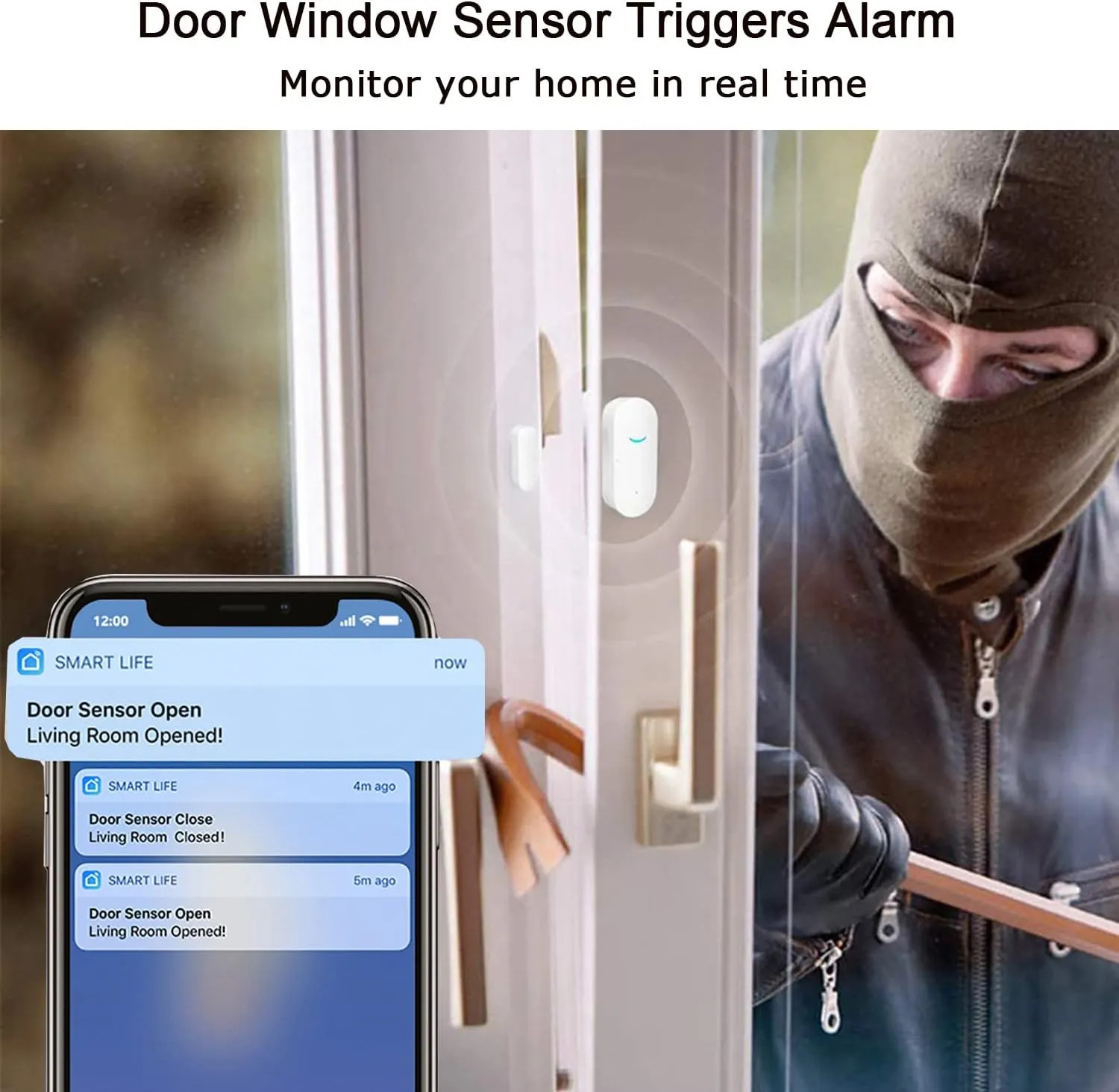 2 Pack Wireless WiFi Door Window Sensor Alarm For Home Security Smart Contact...