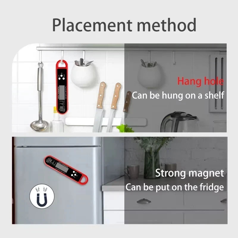Foldable Digital Cooking Food Thermometer Probe Temperature Kitchen Meat BBQ