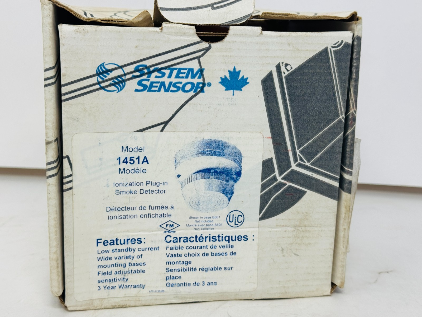System Sensor ionization Plug-in Smoke Detector Model 1451A Open Box