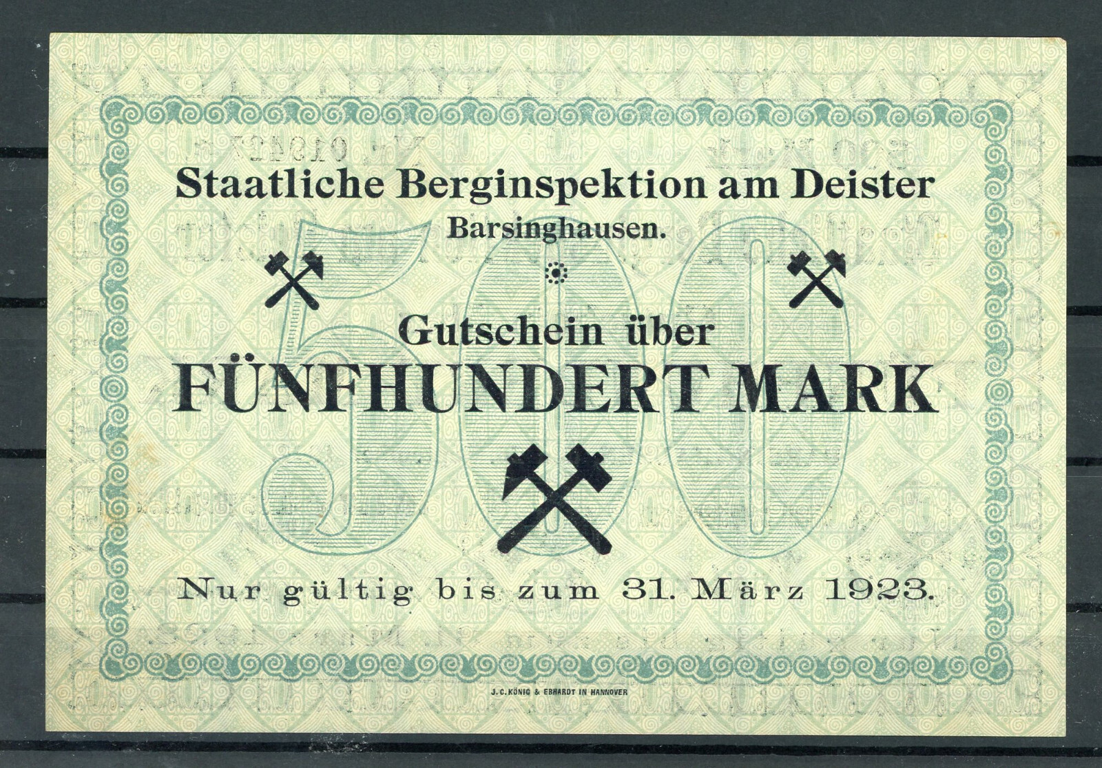 Barsinghausen 500 Mark Emergency Money / Berg Inspection 2/20689