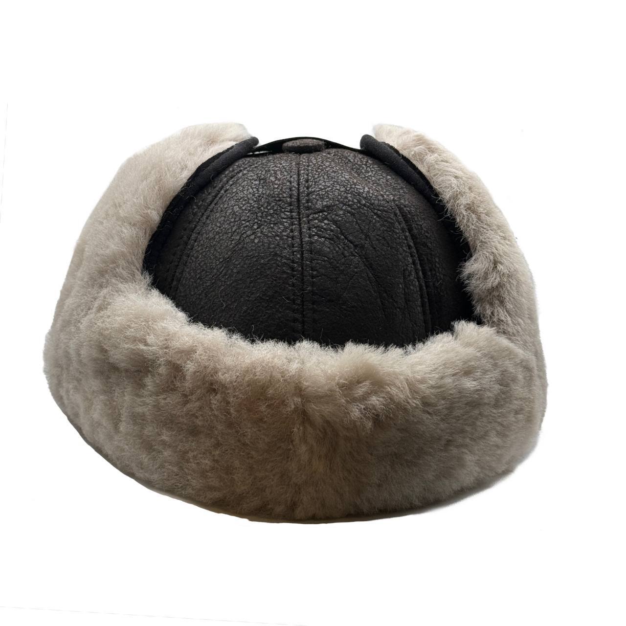 Men's FUR WINTER HAT Sheepskin Shearling LEATHER TRAPPER USHANKA Hat M-XXXL