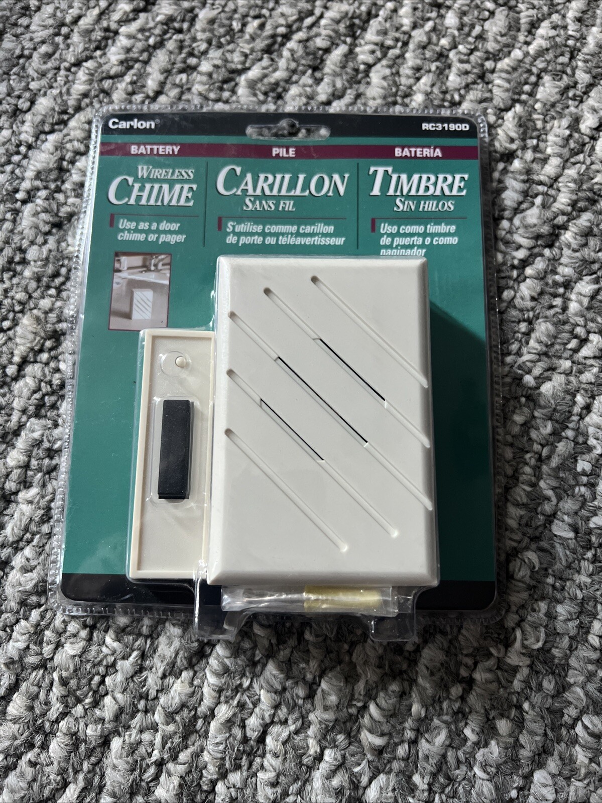 Carlon Wireless Chime 8 Different Sounds Doorbell Pager RC3190D  New In Box