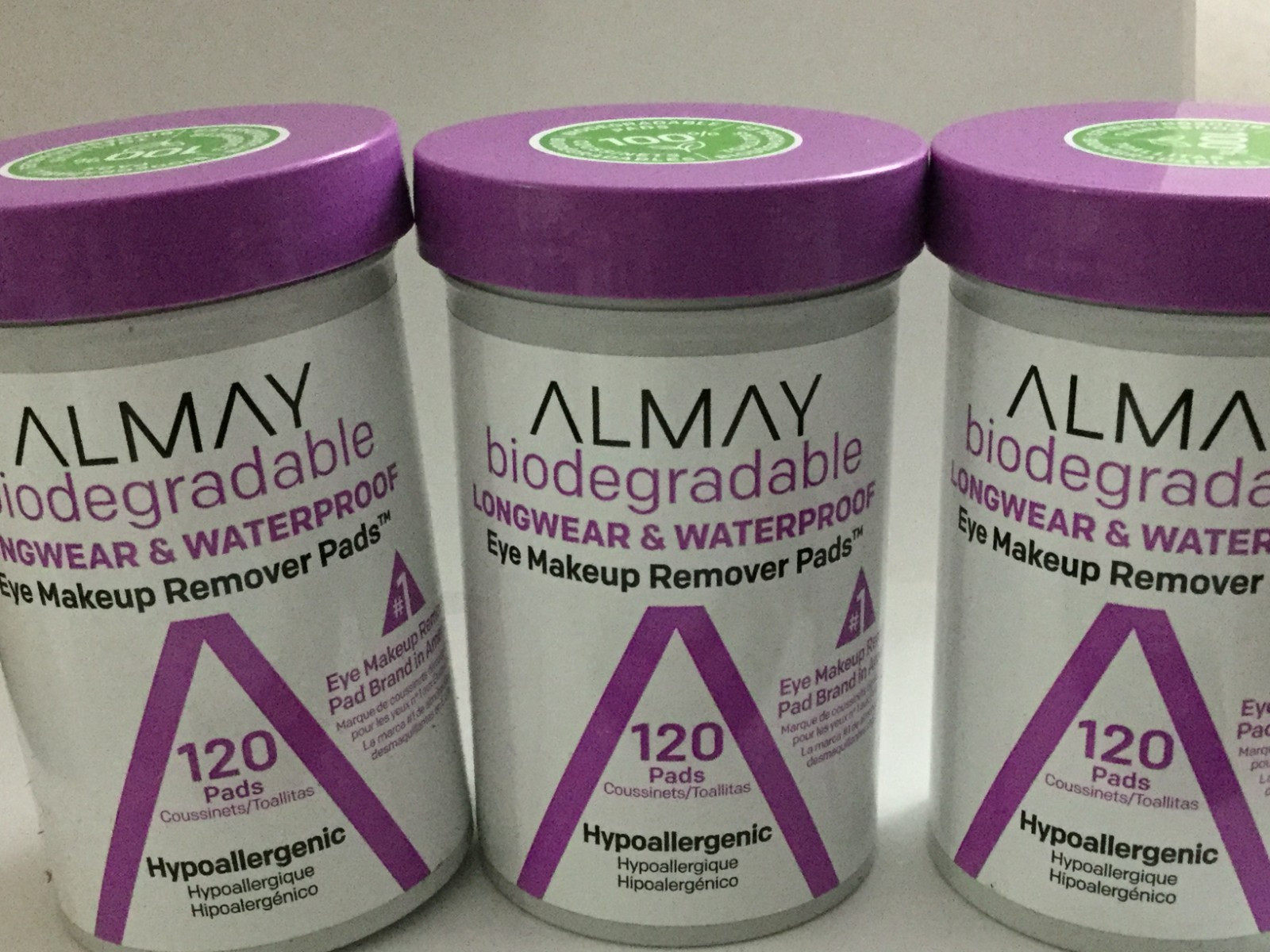 LOT OF 5 Almay BiodegradableLong Wear/Waterproof EyeMakeup Remover Pads120ct NEW