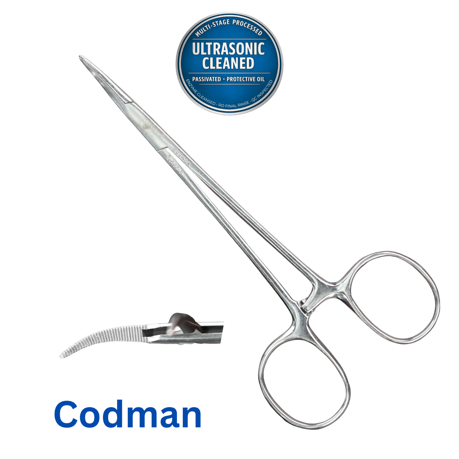 Codman 33-4001 Halsted Classic Mosquito Forceps, Curved, Serrated, 127mm (5")