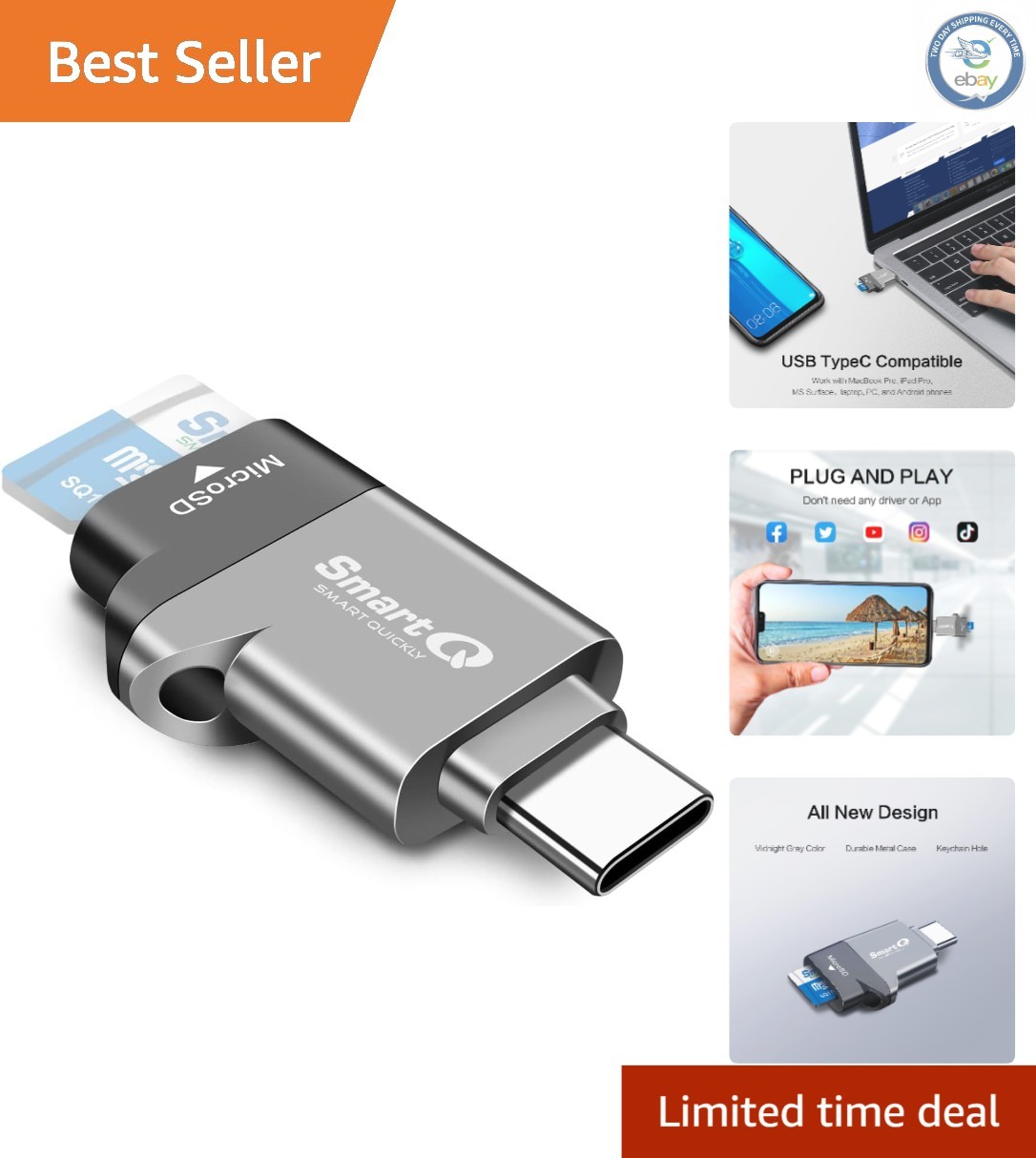 Versatile Type-C MicroSD Card Reader - Supports USB 3.0 & Fast Data Transfer