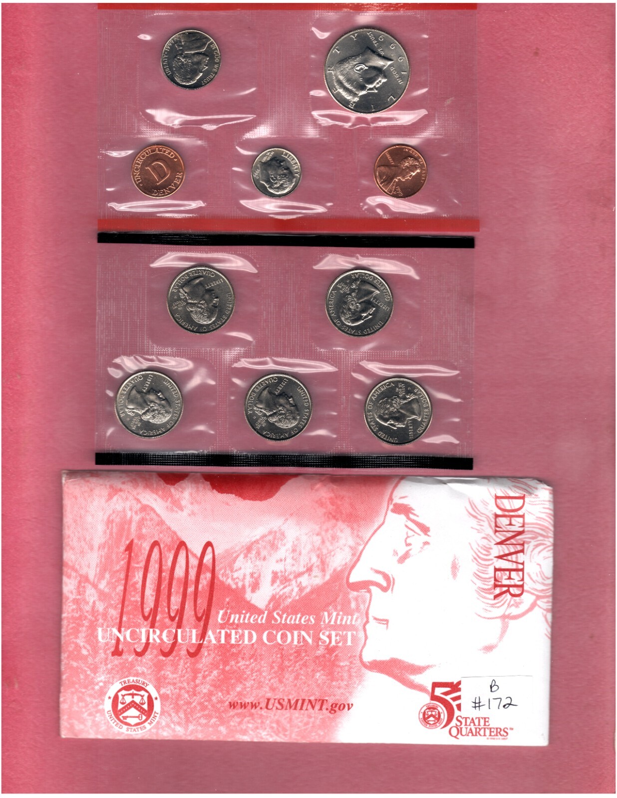 1999 U.S. MINT UNCIRCULTED COIN SET ACTUAL SET #b172