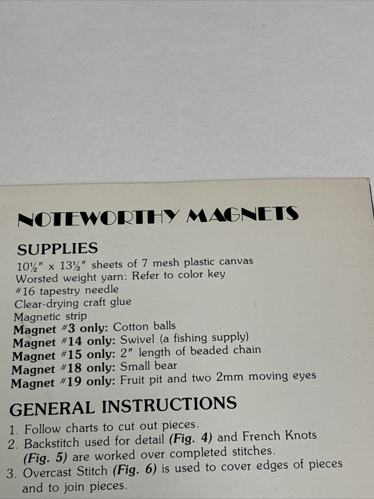 Leisure Arts Noteworthy Magnets Leaflet 1307 Plastic Canvas Pattern